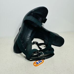 Crocs Leigh II Strap Ankle Wedge Heel Comfort Sandals Black Buckle Women 10